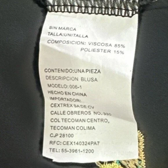 Womens Size‎ 1X Black Floral Embroidered Beaded Dopamine Dressing Hippie Retro - Picture 7 of 10